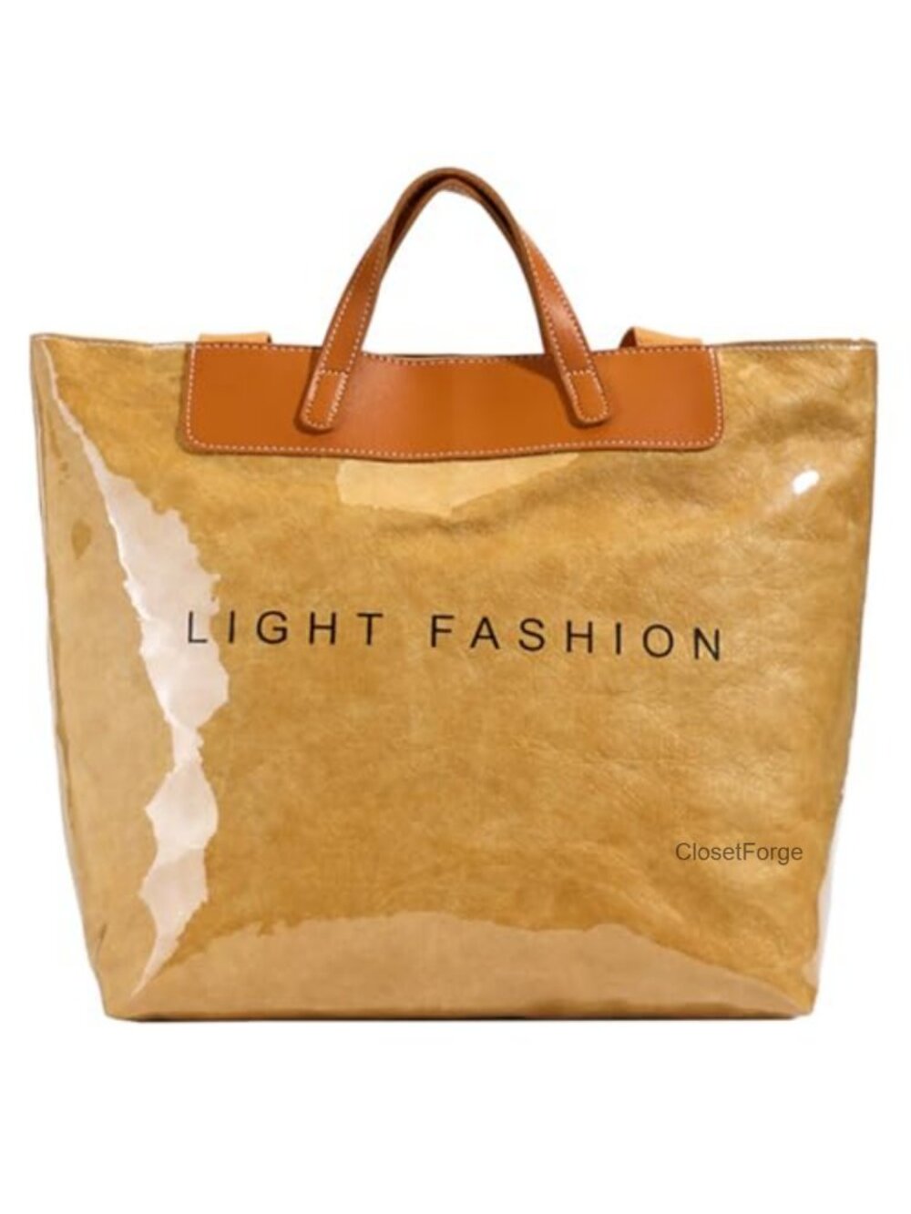 Clear PVC Tote Bag for Women, Waterproof Large Tote, Zipper Closure Handbag